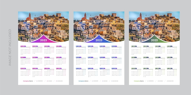 One page wall calendar template for 2023 year