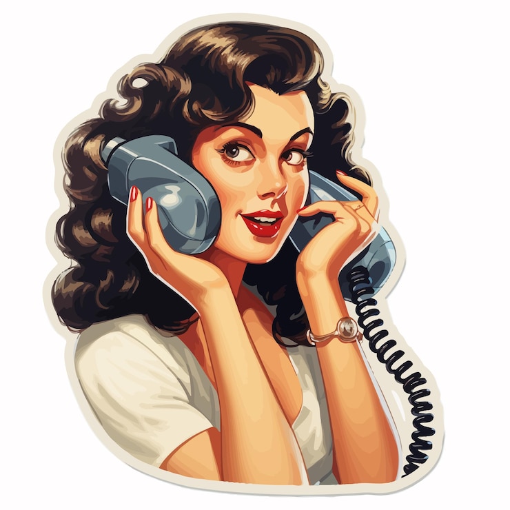 Vector one_person_calling_by_vintage_telephone_sticker