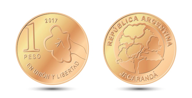 One peso Argentina one peso coin Vector illustration