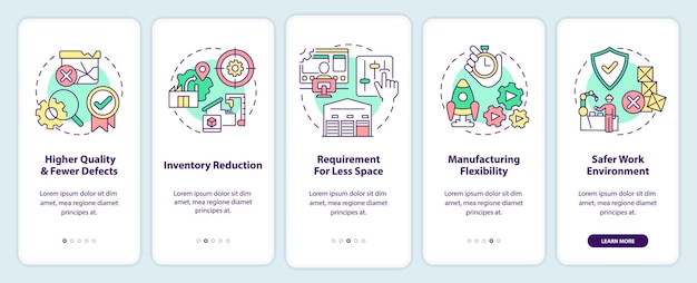 One piece flow advantages in manufacturing onboarding mobile app screen