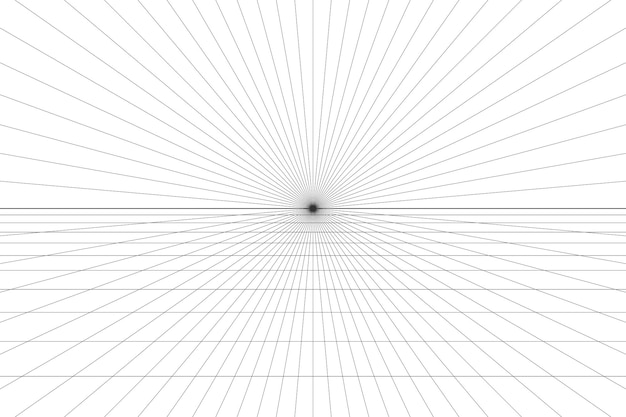 ベクトル 一点透視グリッド背景 抽象的なグリッド ライン背景 遠近法メッシュ テンプレートの描画 白い背景で隔離のベクトル図