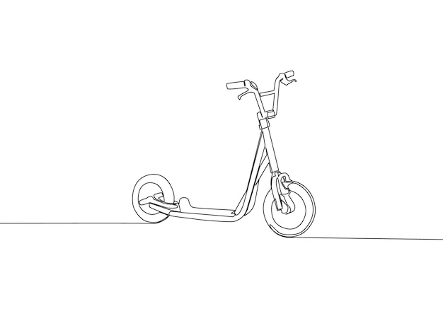 One single line draw of kick scooter logo Modern urban vehicle concept Continuous line draw design