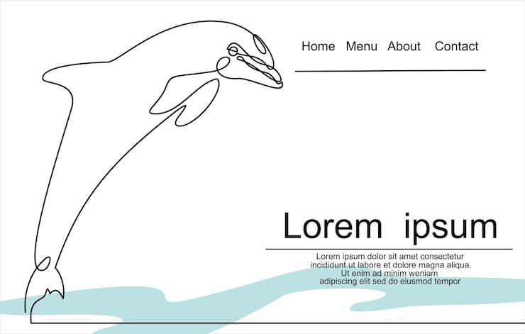 Vector one single line drawing of cute beautiful dolphin for company logo identity.