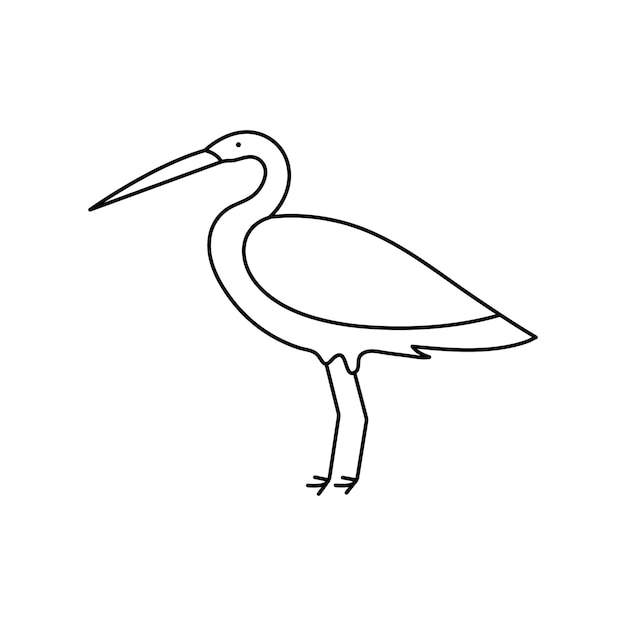 One single line drawing of cute heron birds