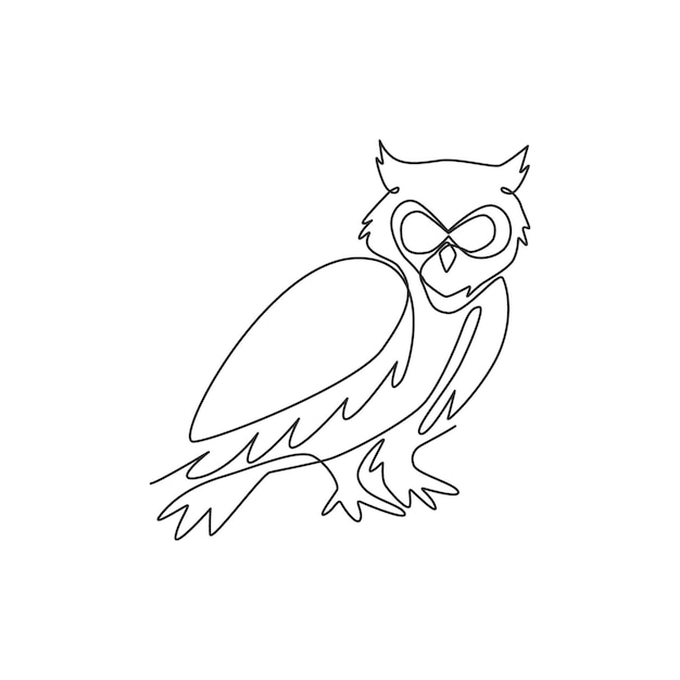 Vector one single line drawing of elegant owl bird for company logo identity symbol of education wisdom