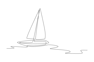 Single one line drawing boat traveling. vehicle concept. Continuous line  draw design graphic vector illustration. 11171497 Vector Art at Vecteezy