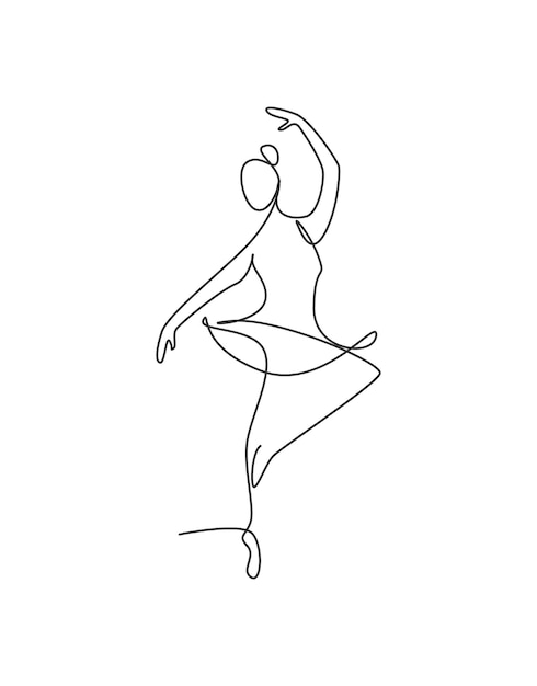 Vettore un disegno a linea singola donna sexy bellezza ballerina vettore la bella ballerina mostra il movimento della danza