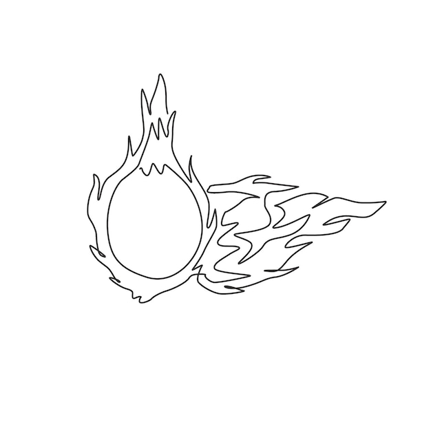 One single line drawing of whole healthy organic dragon fruit Fresh dragonfruit icon illustration