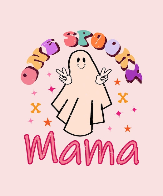 one spooky mama lettering quote halloween modern t shirt design