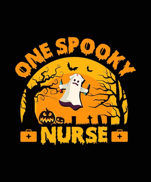Vector one spooky nurse halloween t shirt design