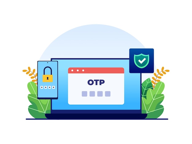 Vettore illustrazione una sola volta per la verifica della password o della sicurezza otp