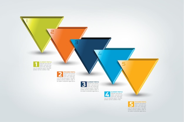 Uno due tre quattro cinque passi modello timeline passo dopo passo vettore infografica