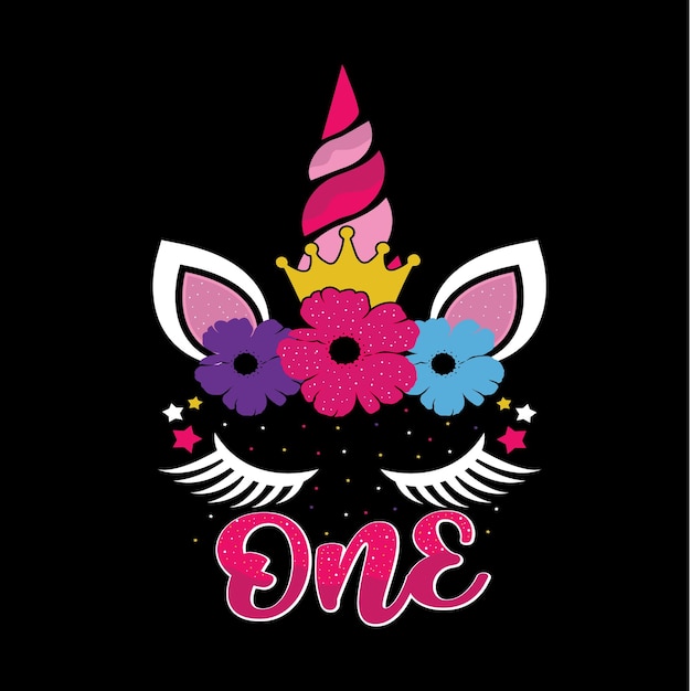 Vector one unicorn birthday t shirt design