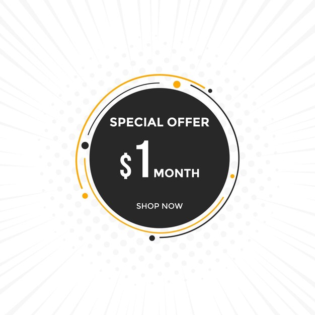 one USD Dollar Month sale promotion Banner.  1 dollar month price tag