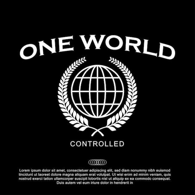 One World Design In Acid style, stylish print for streetwear, print for t-shirts