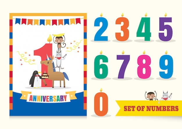 One year anniversary kids birthday celebration background