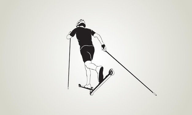 벡터 밝은 배경에 롤러 스키를 타고 있는 운동 선수의 일색 이미지  ⁇ 터 그림