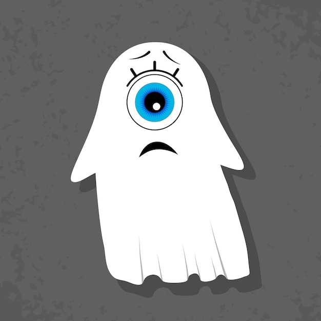 Oneeyed ghost on a dark gray background cute character discontent vector illustration