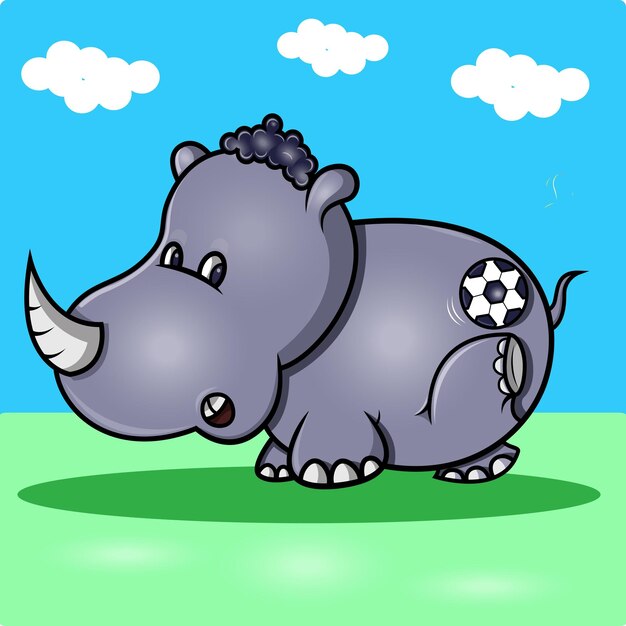 A onehorned rhino playing ball