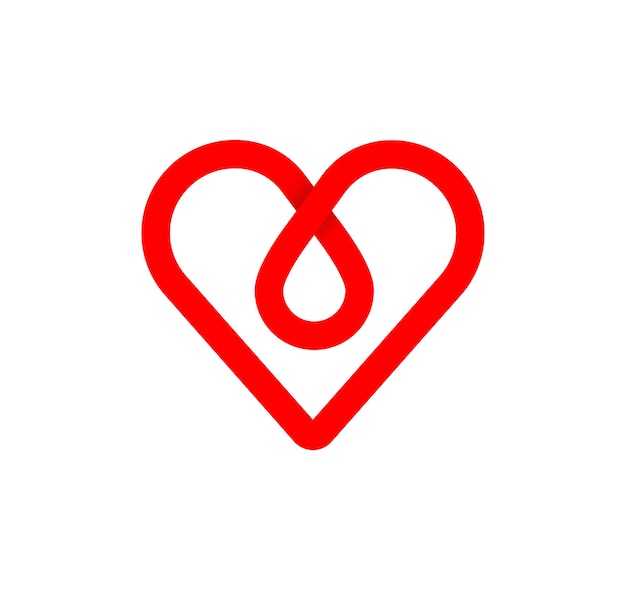 Oneindigheidsteken vanuit het hart. Cyclisch rood gezondheidshart. Moderne natuurlijke eindeloze lus. Futuristisch logo