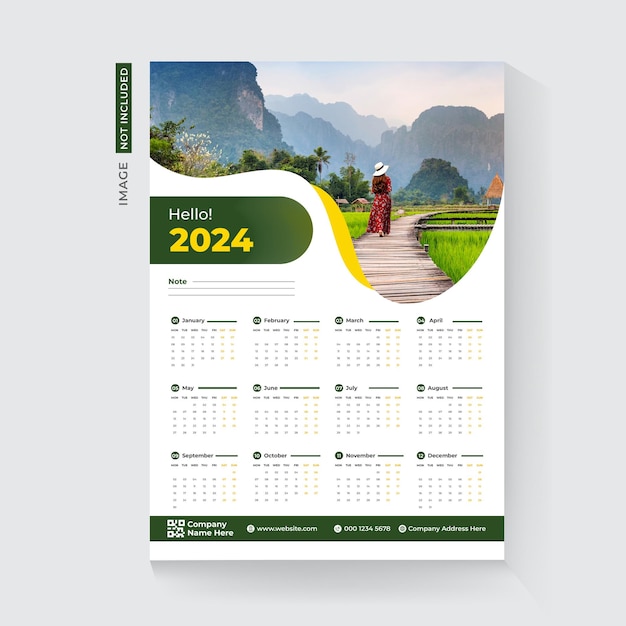 onepage wall calendar 2024