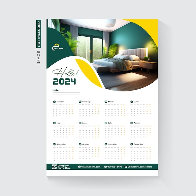 onepage wall calendar 2024