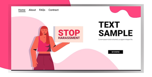 ongelukkig meisje met teken stop intimidatie en misbruik geen seksueel geweld concept portret