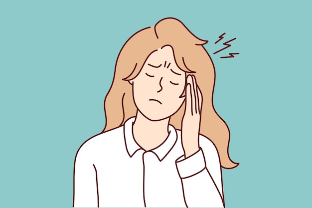 Ongezonde vrouw lijdt aan migraine