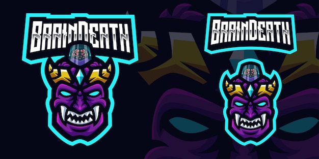 Oni brain death mascot gaming logo template for esports streamer facebook youtube