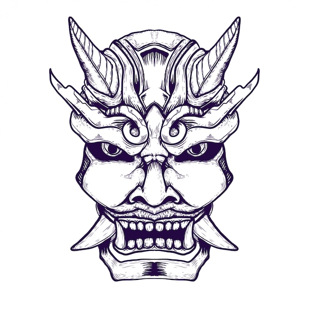 oni face line art