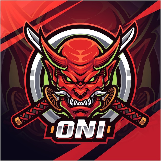 Дизайн логотипа талисмана Oni head esport
