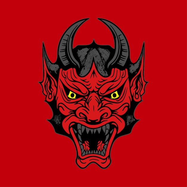 Oni head red background