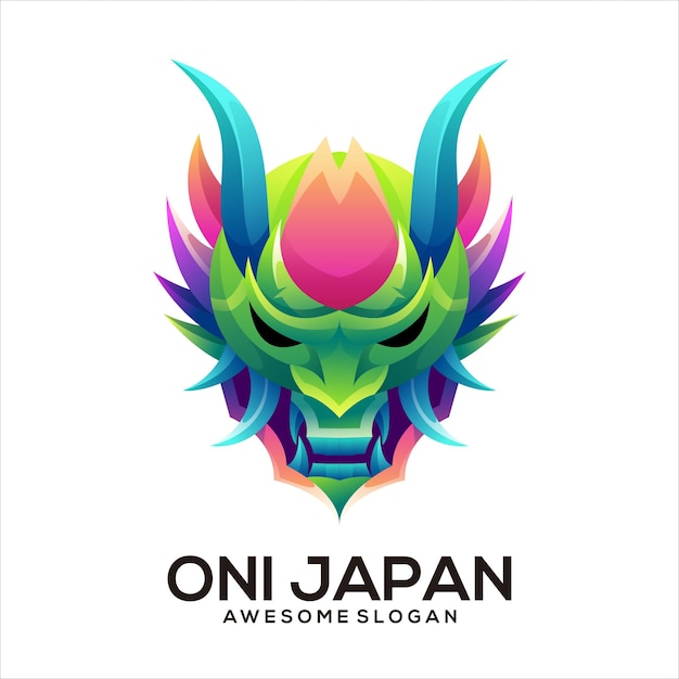 Oni japan colorful gradient design logo