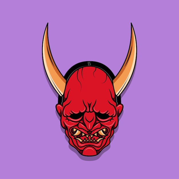 Vector oni japanese devil mask vector illustration