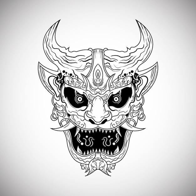 Oni Japanse Demon Outline Draw Illustratie Artwork Vector