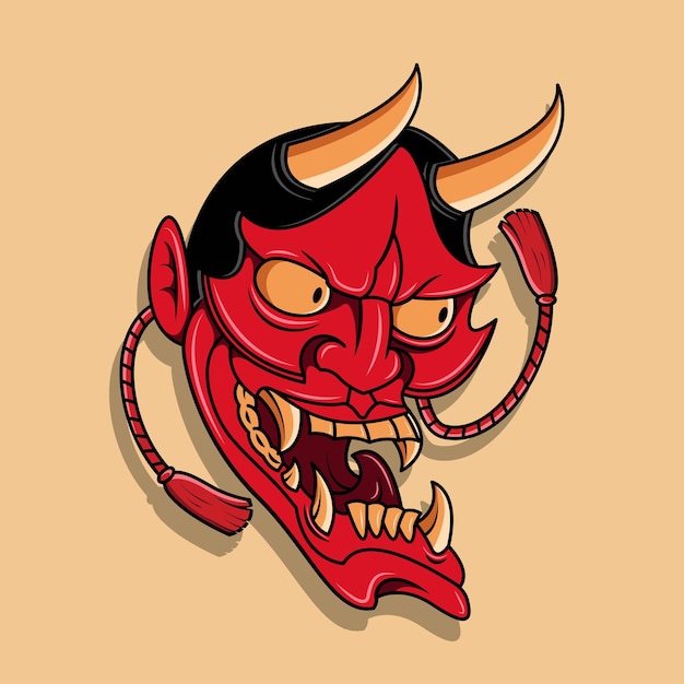 Oni Japanse duivel masker vectorillustratie