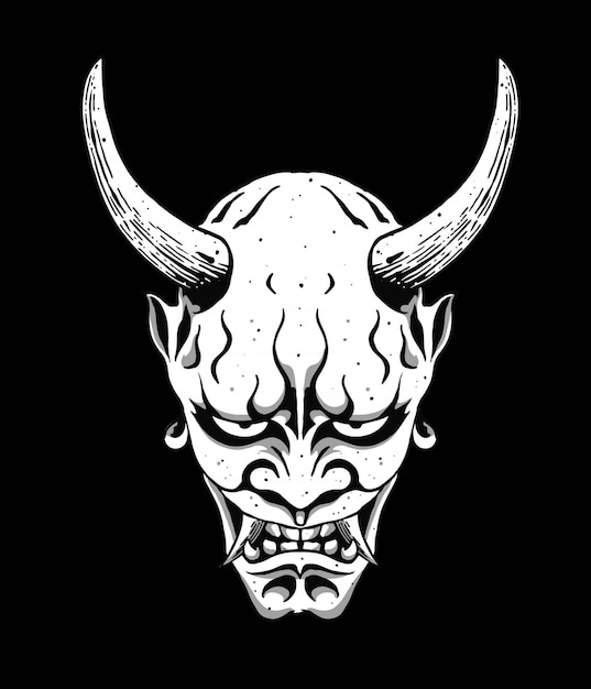 Vector oni mask (balck and white)