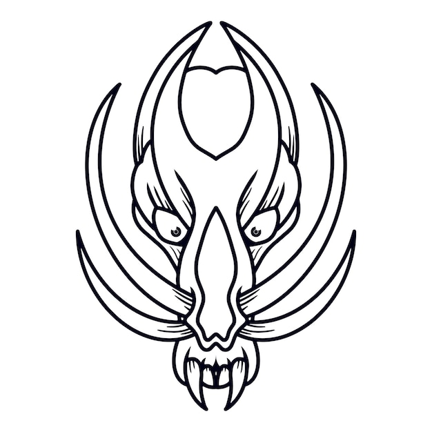 Oni mask barong black and white artwork illustration art illustration