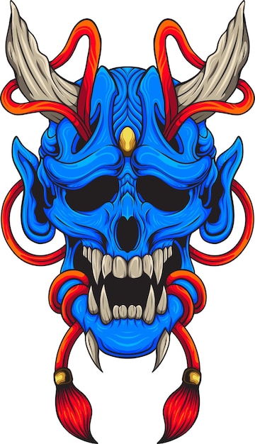 Oni mask illustration with premium quality stock vector