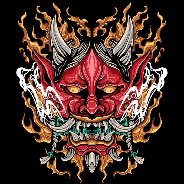 Vector oni mask japan illustration