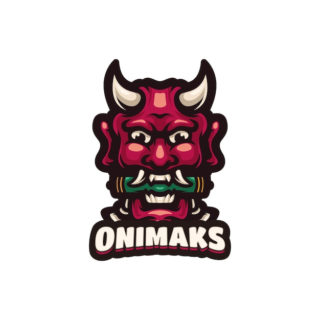 Vector oni mask mascot logo design