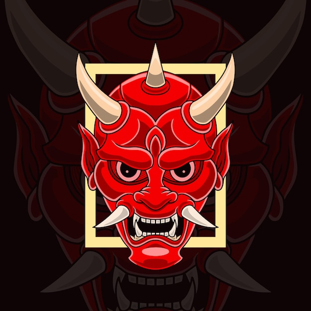 Oni mask premium vector