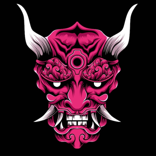 Oni mask samurai vector illustration