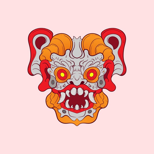 Vector oni mask vector art illustration on isolated background japanese demon vector illustration