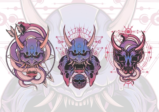 Oni Mask Vector Illustration