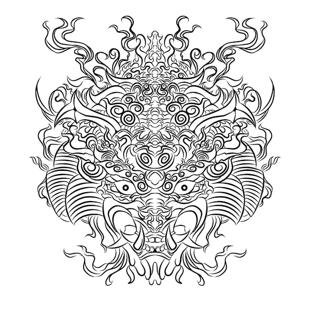 Oni masker lijn kunst vector design