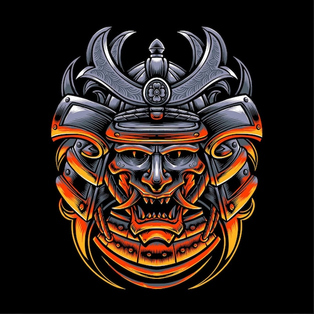 Oni-masker met samoeraihelm vector