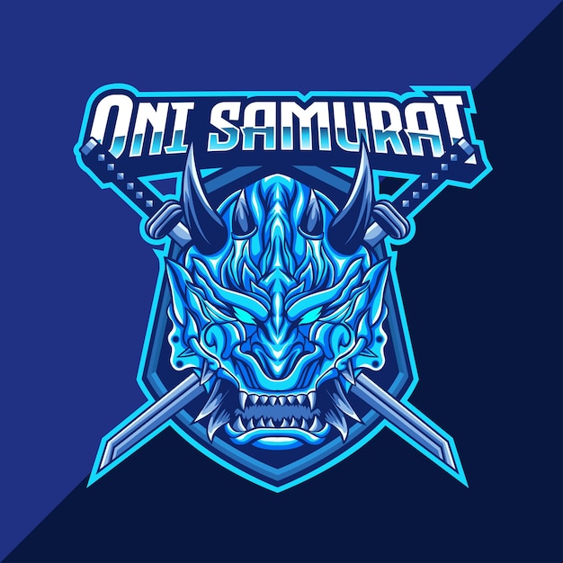 Oni masker samurai mascotte logo sjabloon