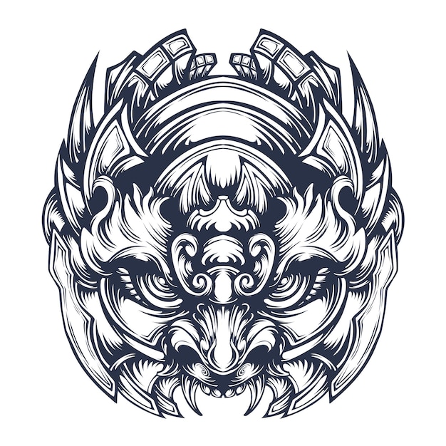 Oni masker tattoo ontwerp esthetische illustratie