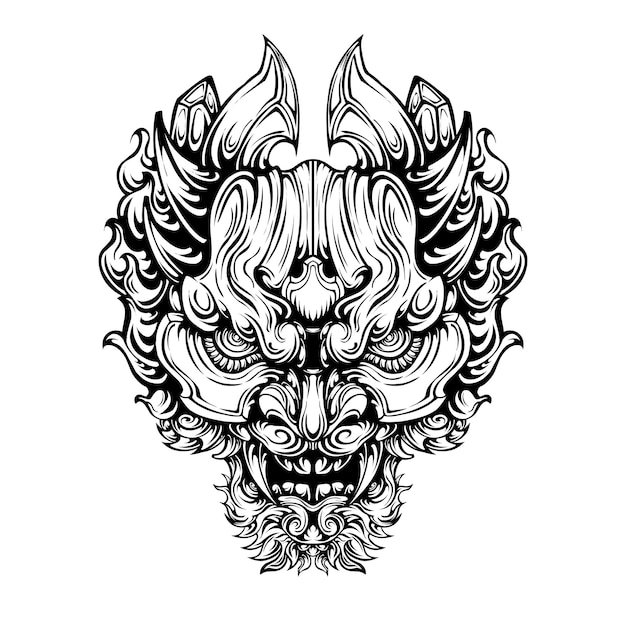 Oni masker tribal tattoo illustratie vector